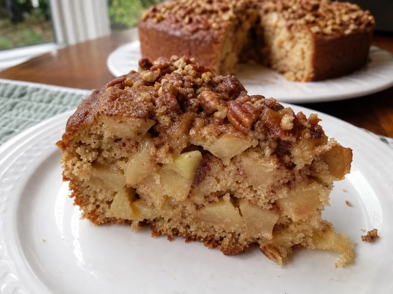 Abby's Pecan Apple Cake — served