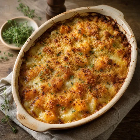 Acorn, Butternut Squash and Parsnips Gratin — Vegetables & Sides recipe