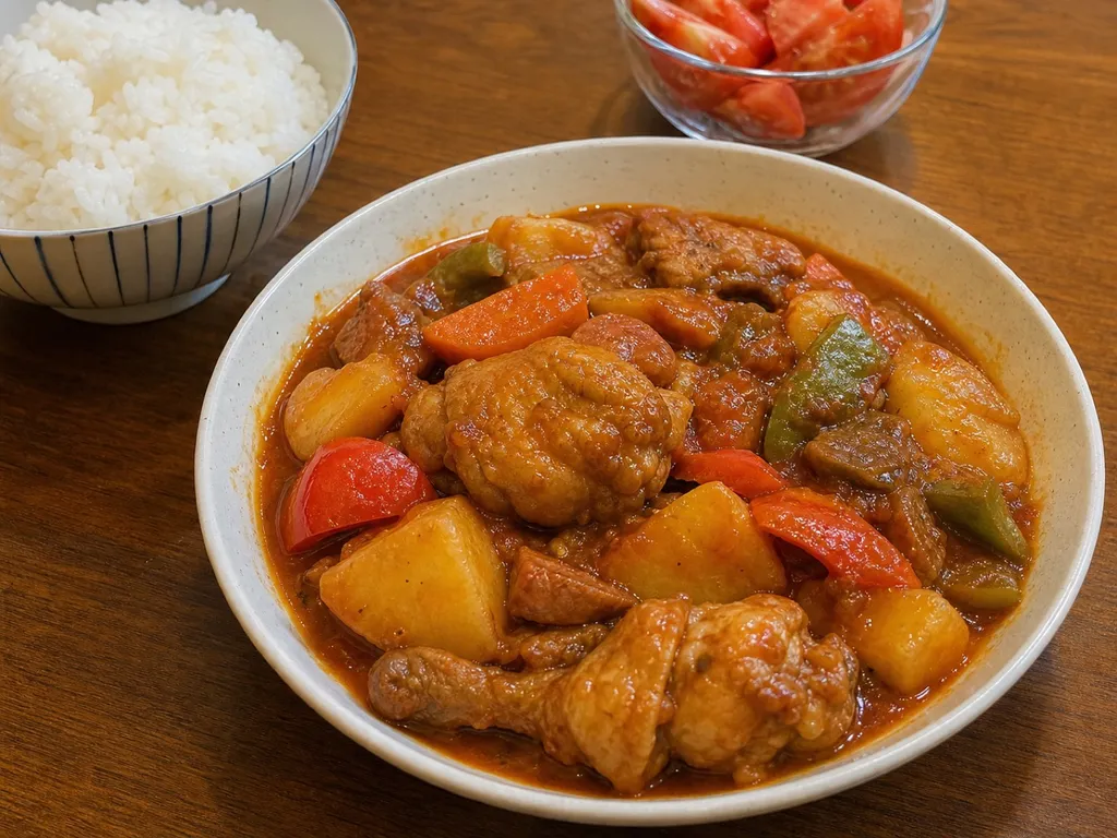 Afritada — plated and served