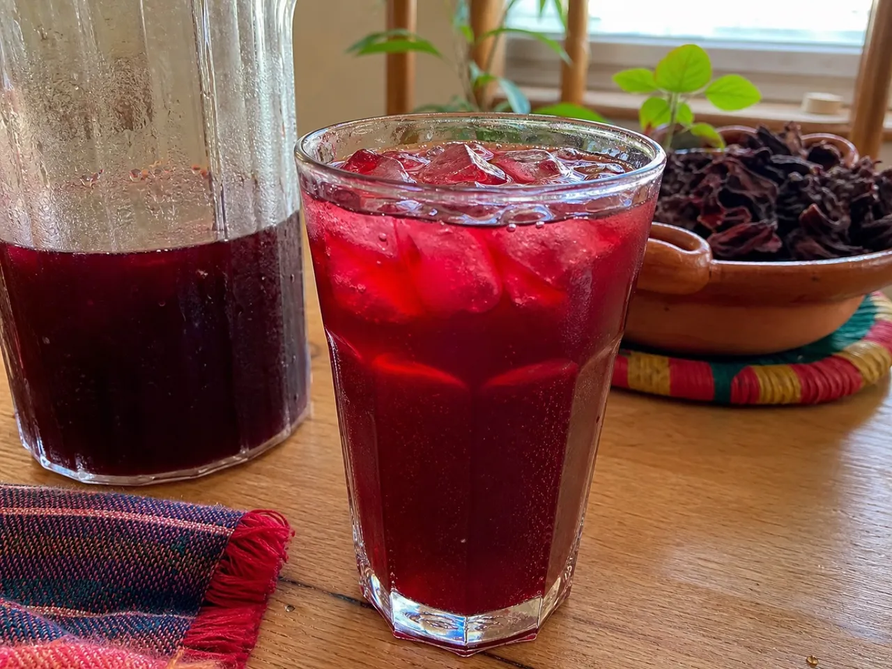 Agua de Jamaica (Hibiscus Agua Fresca) — served