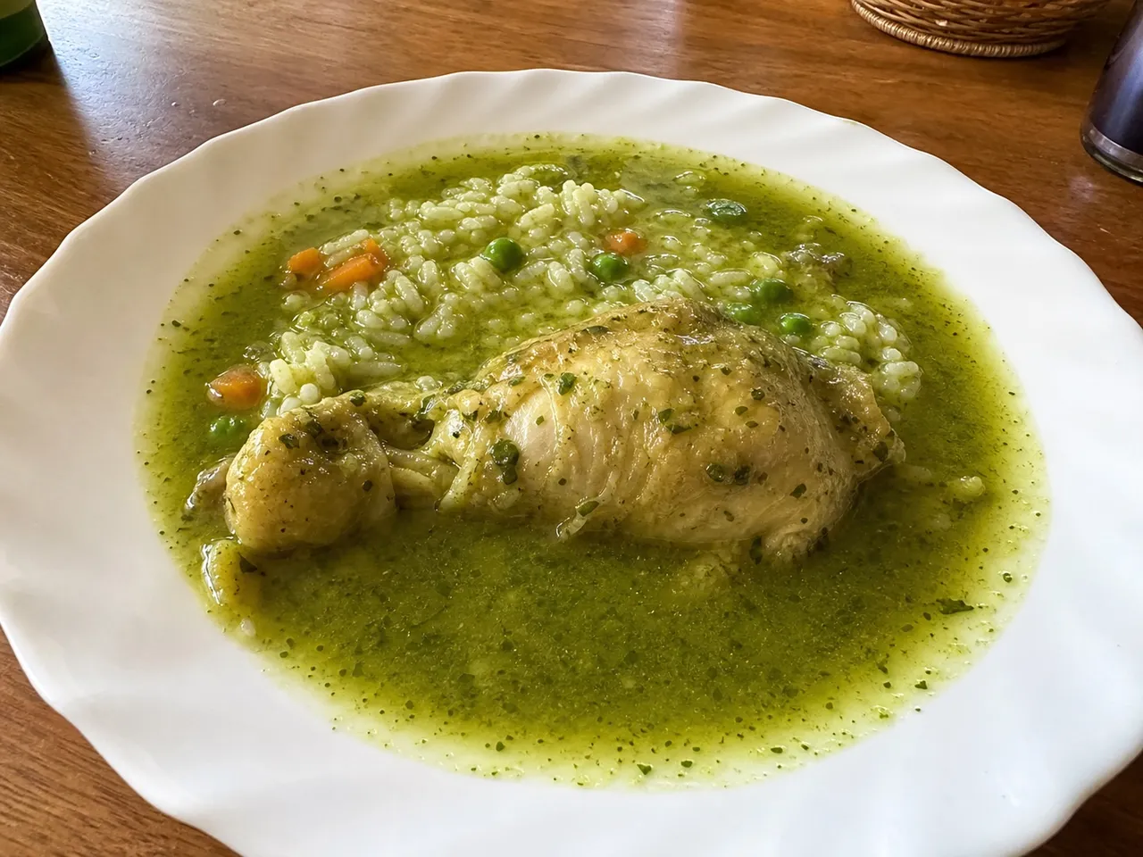 Aguadito de Pollo (Peruvian Green Chicken Soup) — served