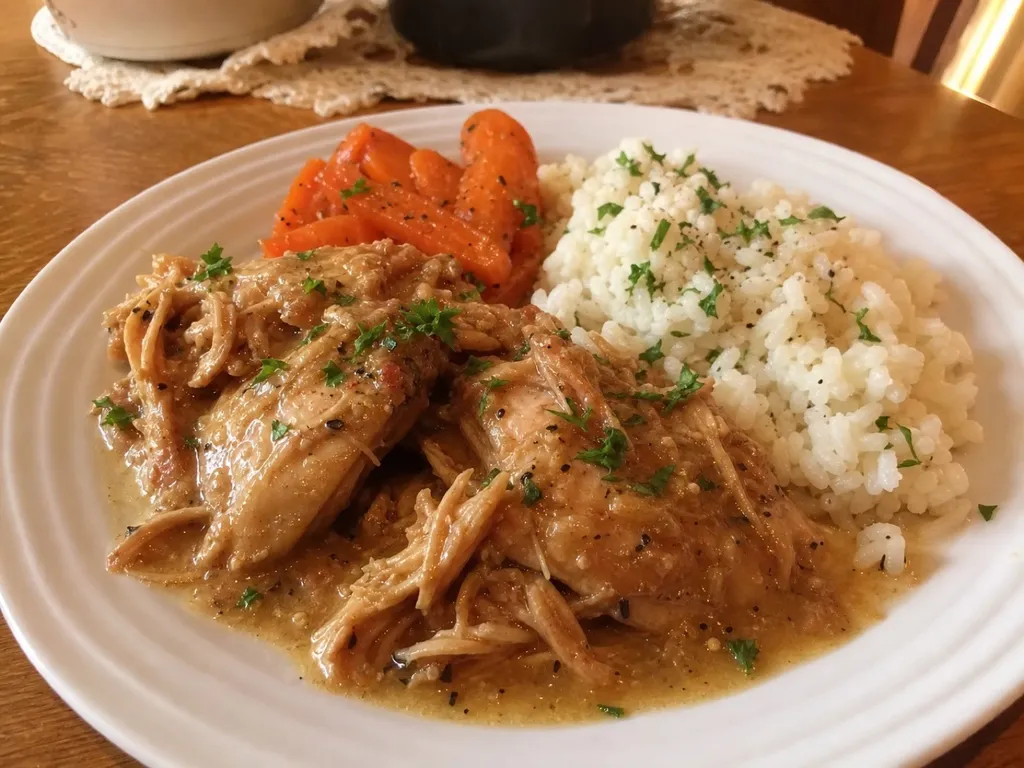 All-Purpose Crock Pot Chicken — plated and served