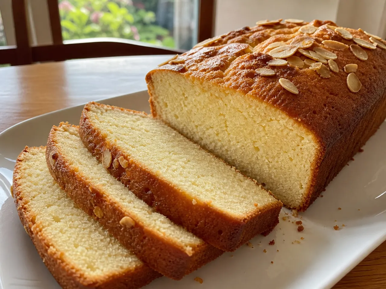 Almond Pound Cake — served