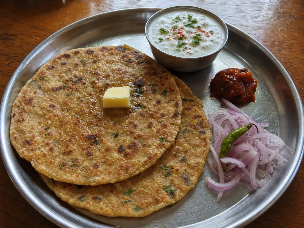 Aloo Paratha — plated and served