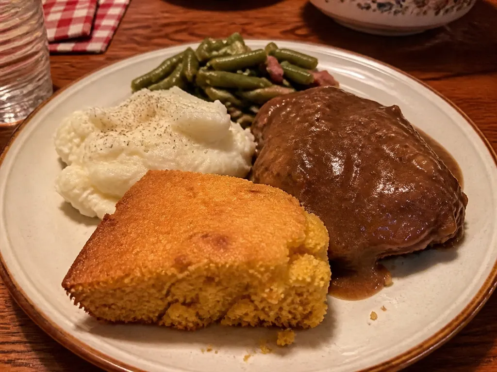 Amish Cornbread — plated and served