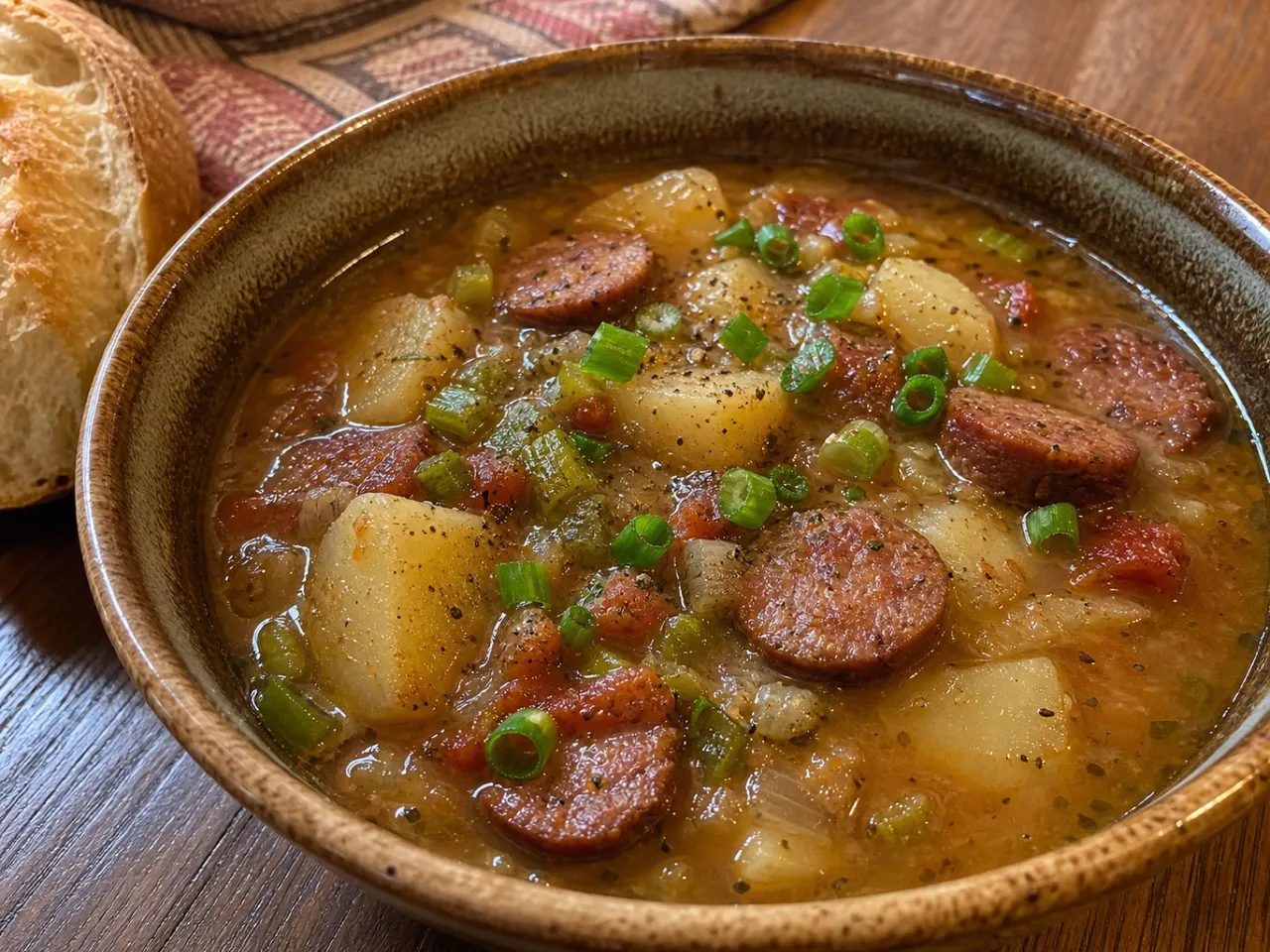 Andouille and Potato Soup — served