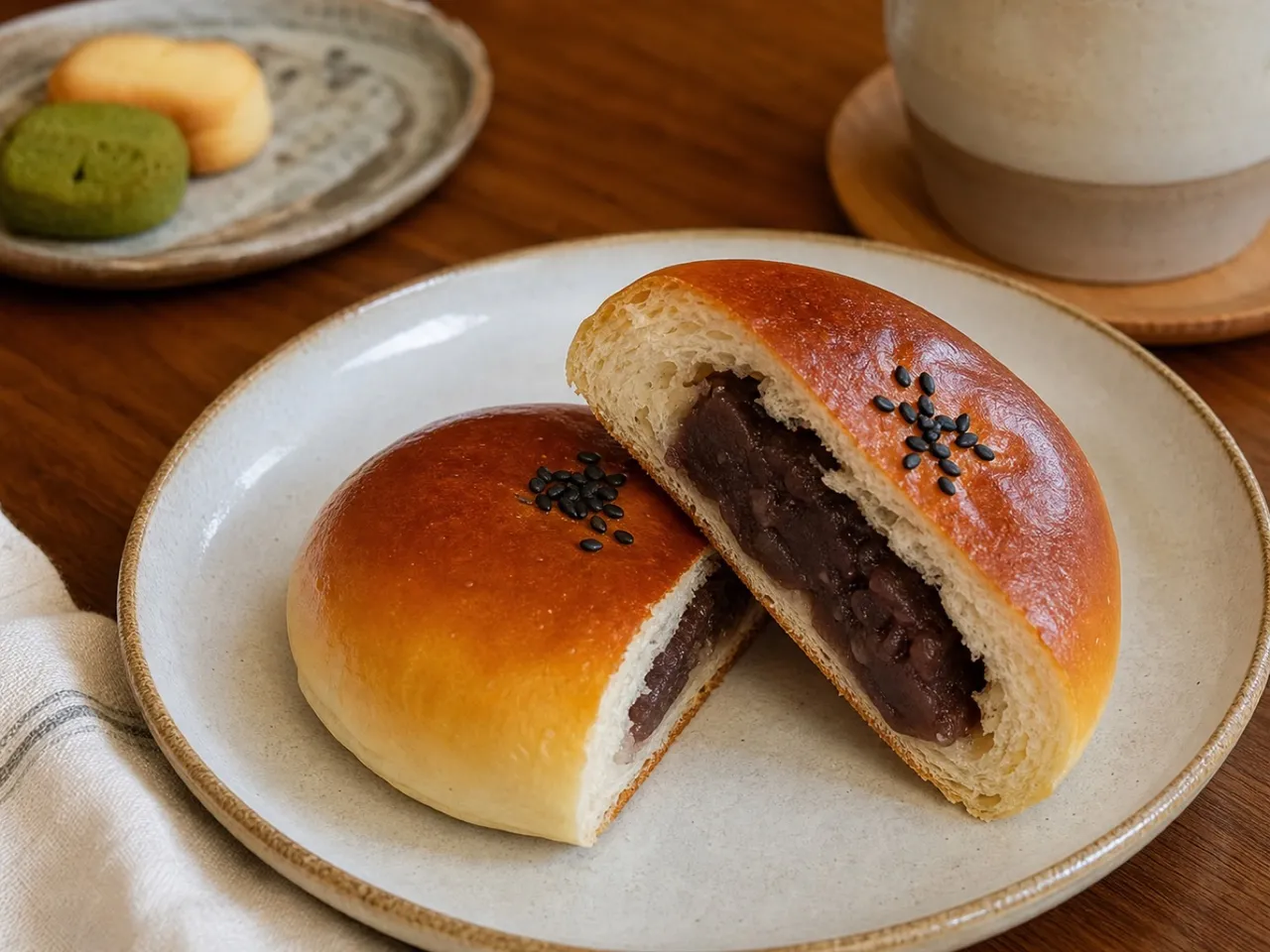 Anpan — served