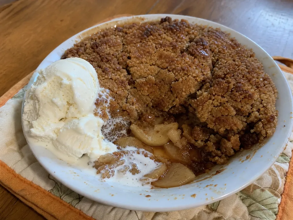 Apple Brown Betty — plated and served