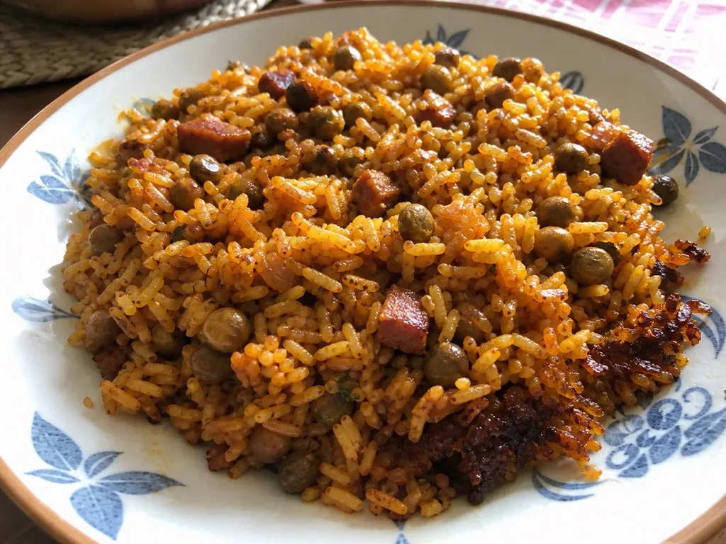 Arroz con Gandules — plated and served