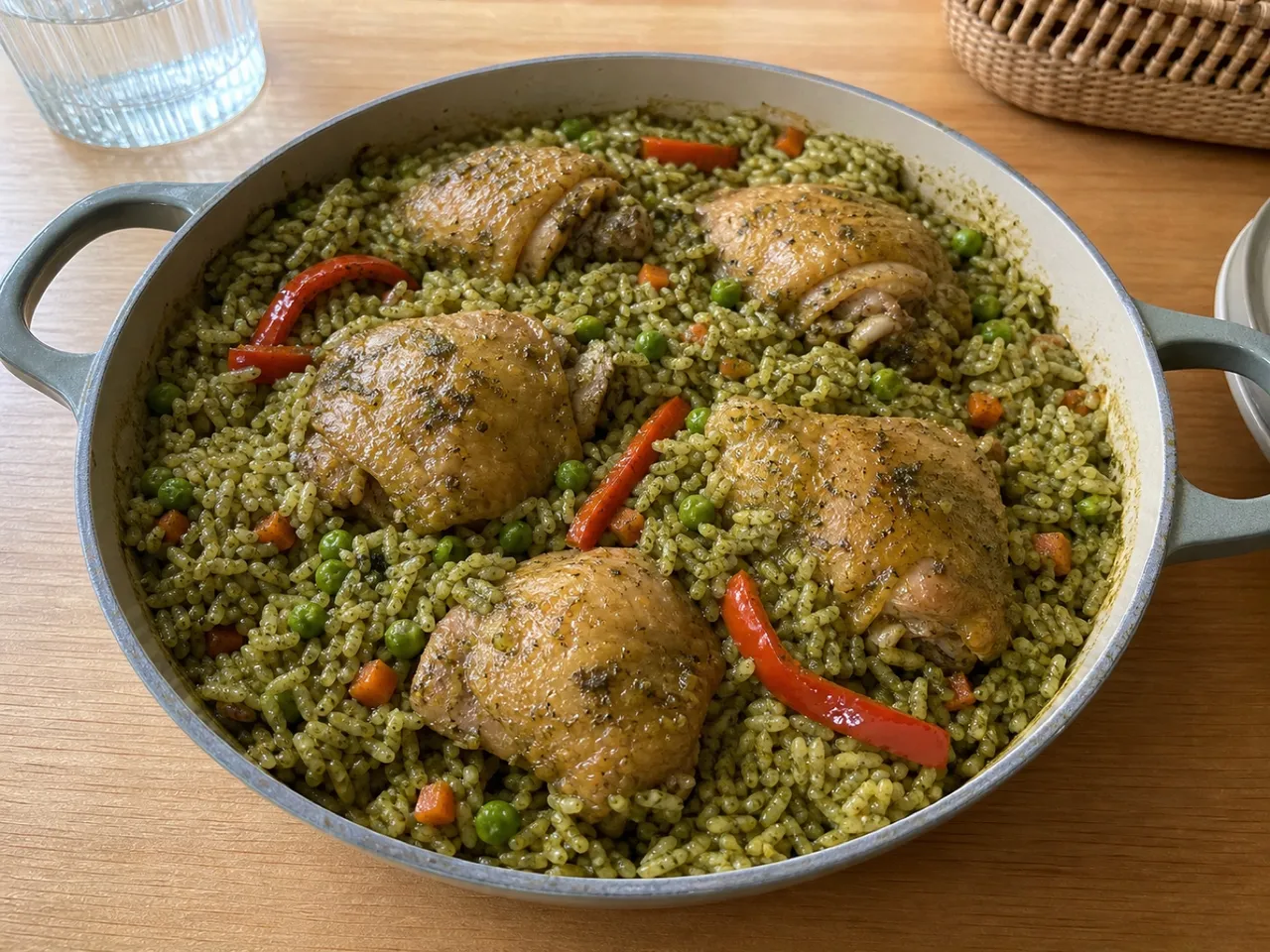 Arroz con Pollo Peruano — served