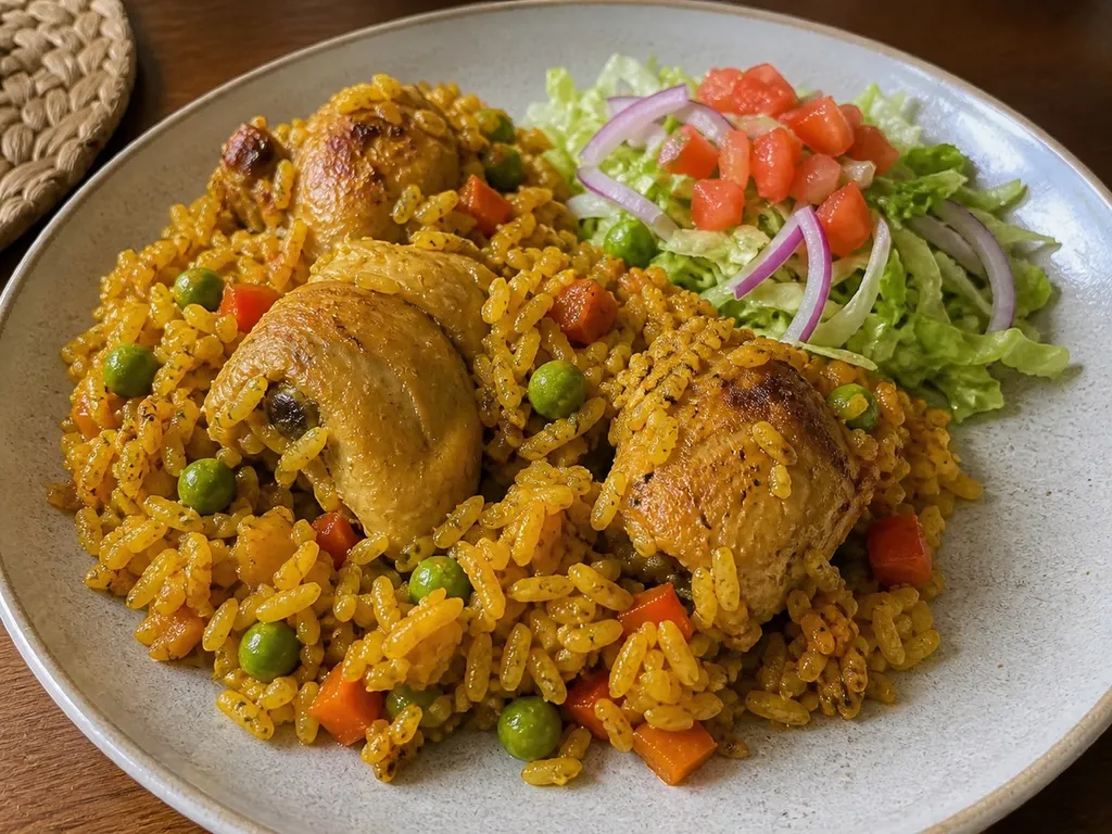 Arroz con Pollo — plated and served