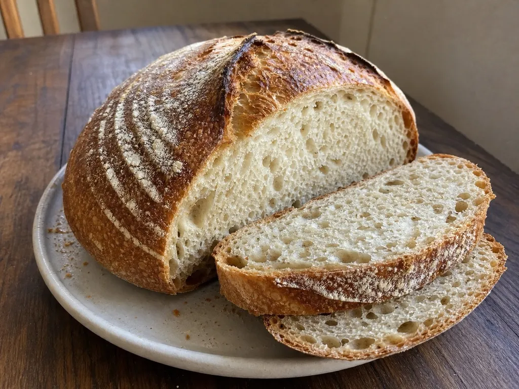 Artisan Sourdough Boule — plated and served