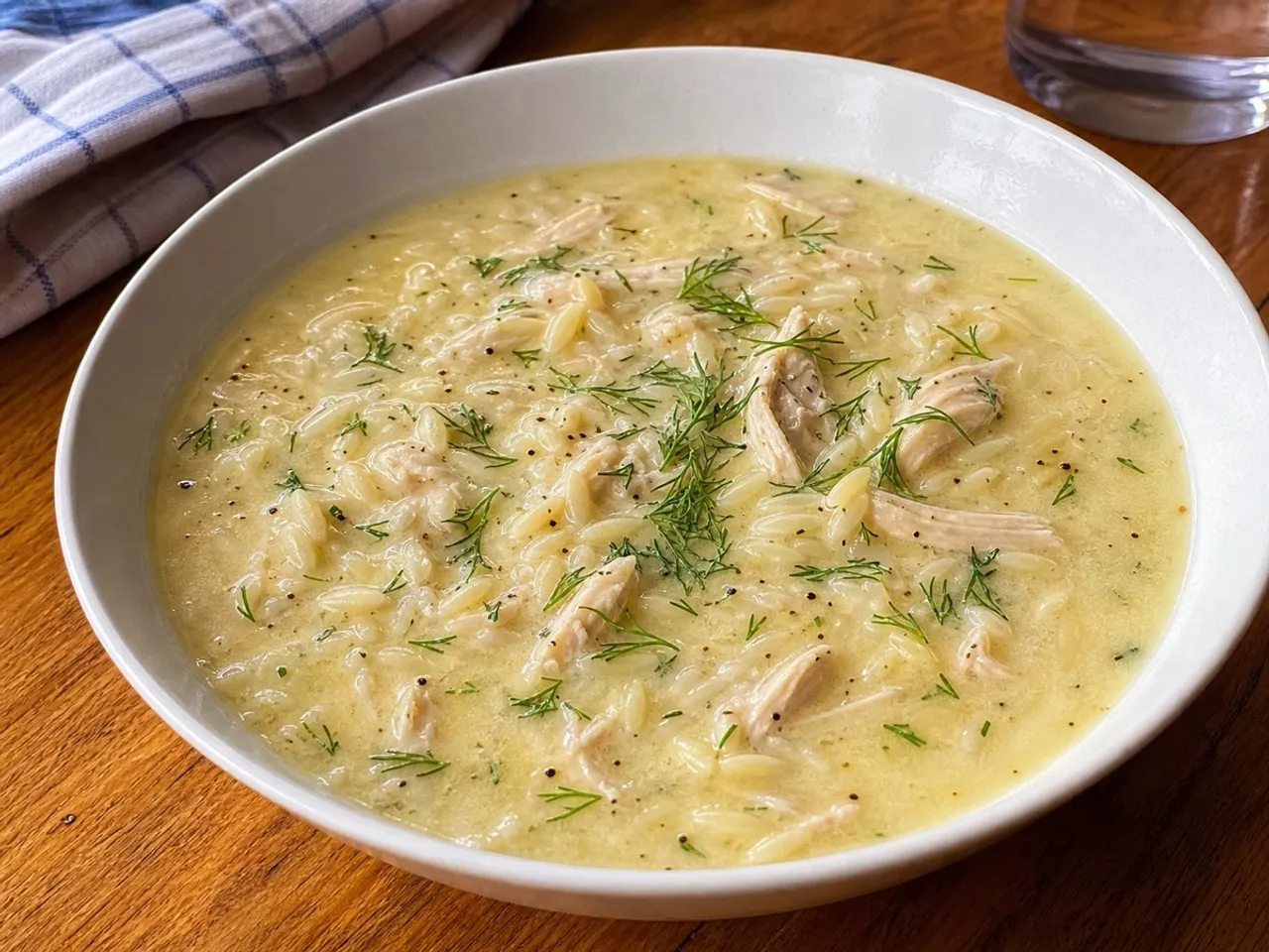 Avgolemono (Greek Lemon Chicken Soup) — served