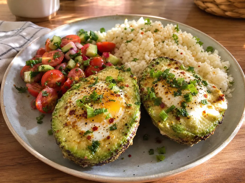 Avocado Egg Boats — plated and served