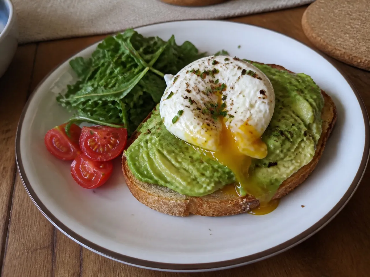 Avocado Toast with Poached Egg — served