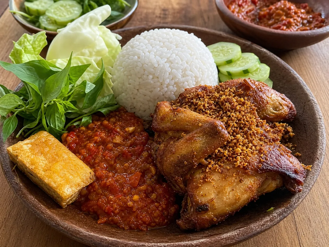 Ayam Penyet — served