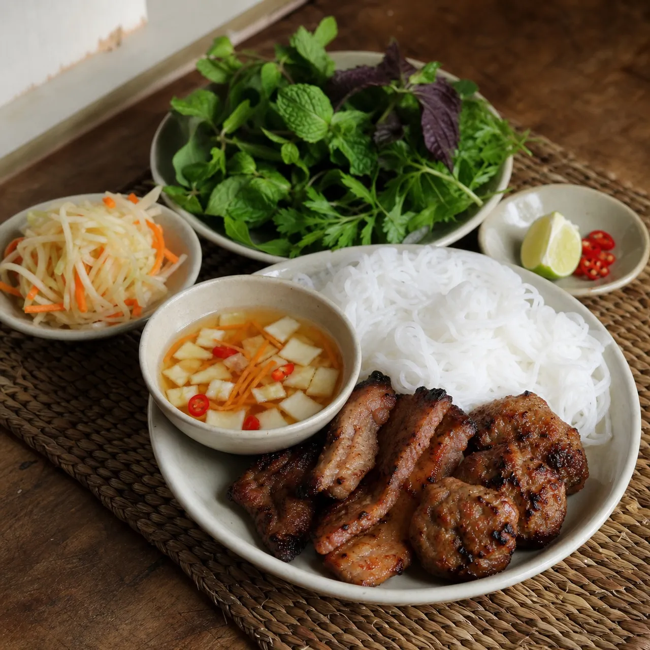 Bún Chả (Grilled Pork with Rice Noodles) — Vietnamese recipe
