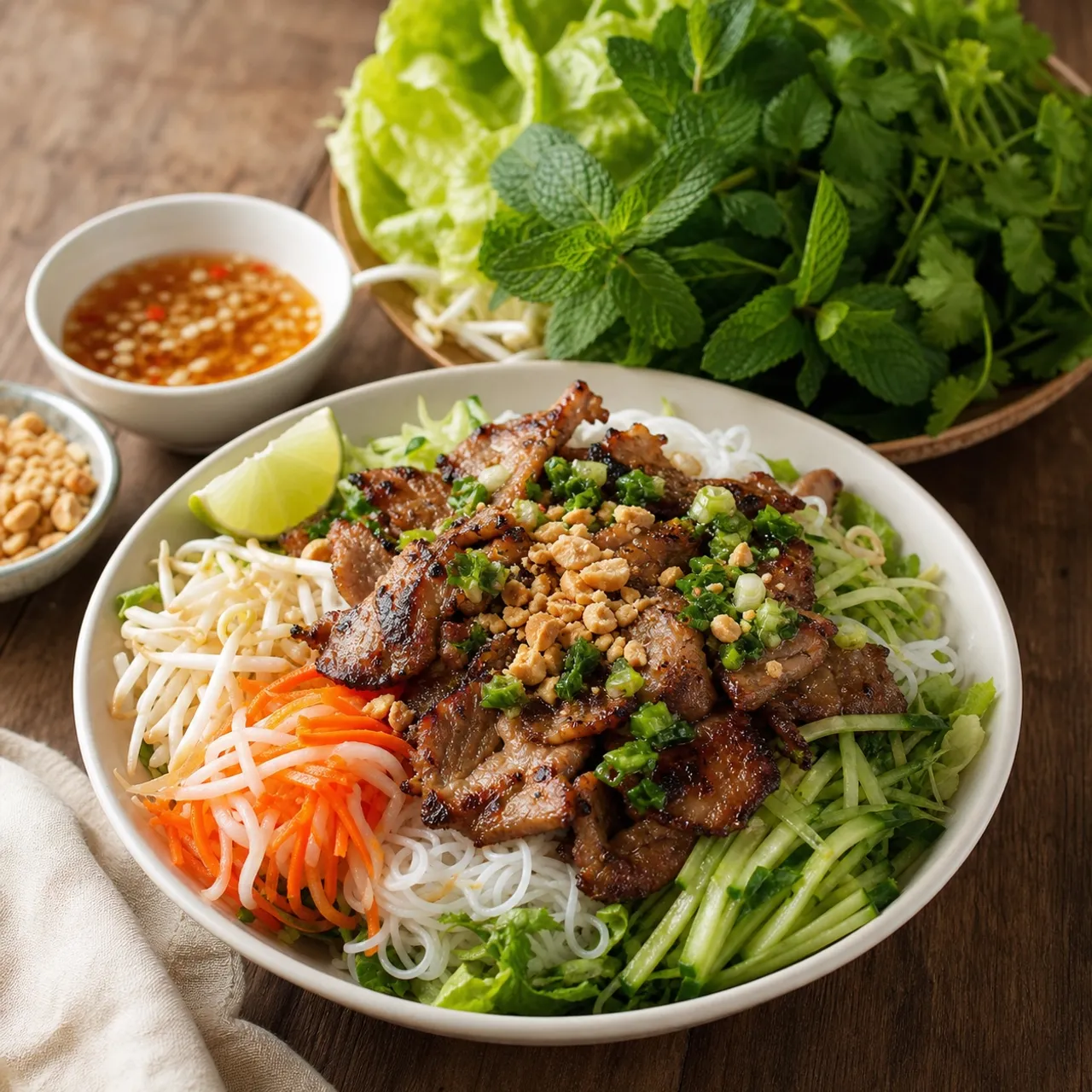 Bún Thịt Nướng (Cold Noodle Salad with Grilled Pork) — Vietnamese recipe