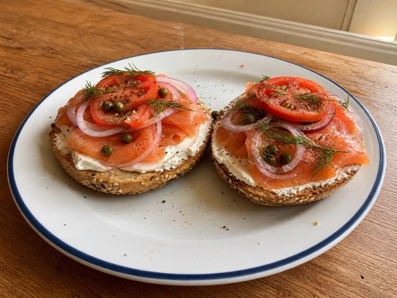 Bagel with Lox — served