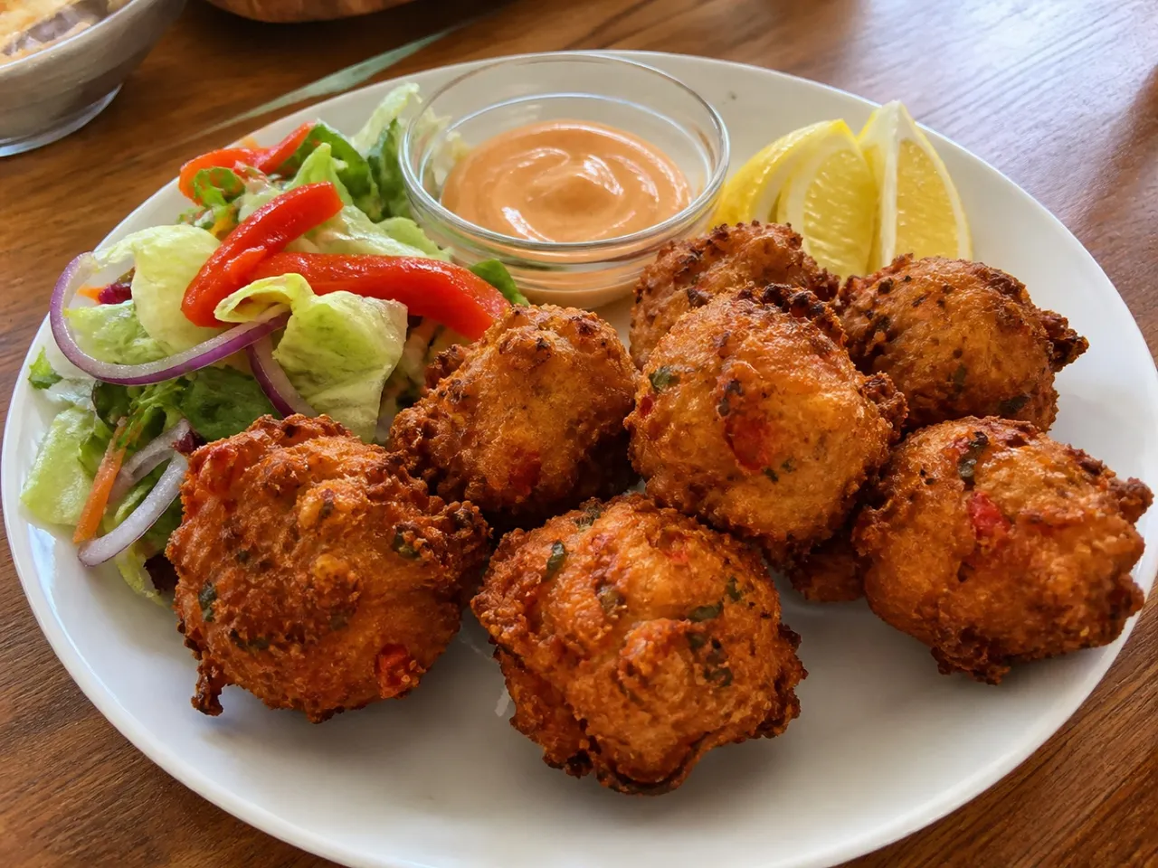 Bahamian Conch Fritters — served