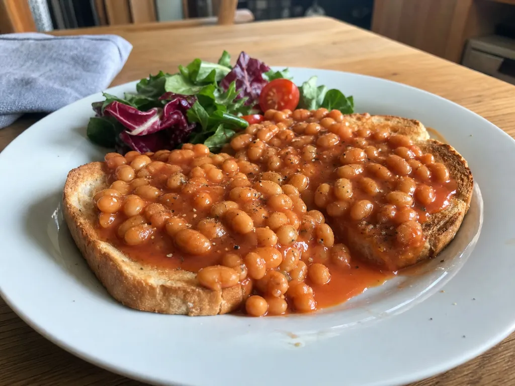 Baked Beans on Toast — plated and served
