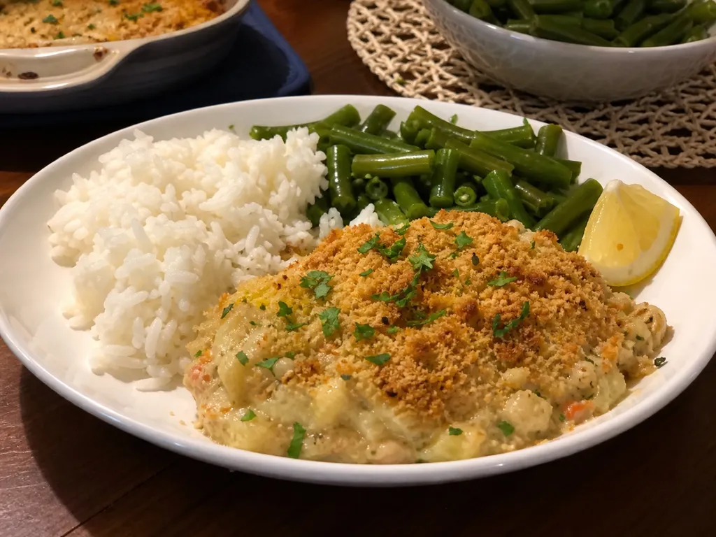 Baked Crabmeat — plated and served