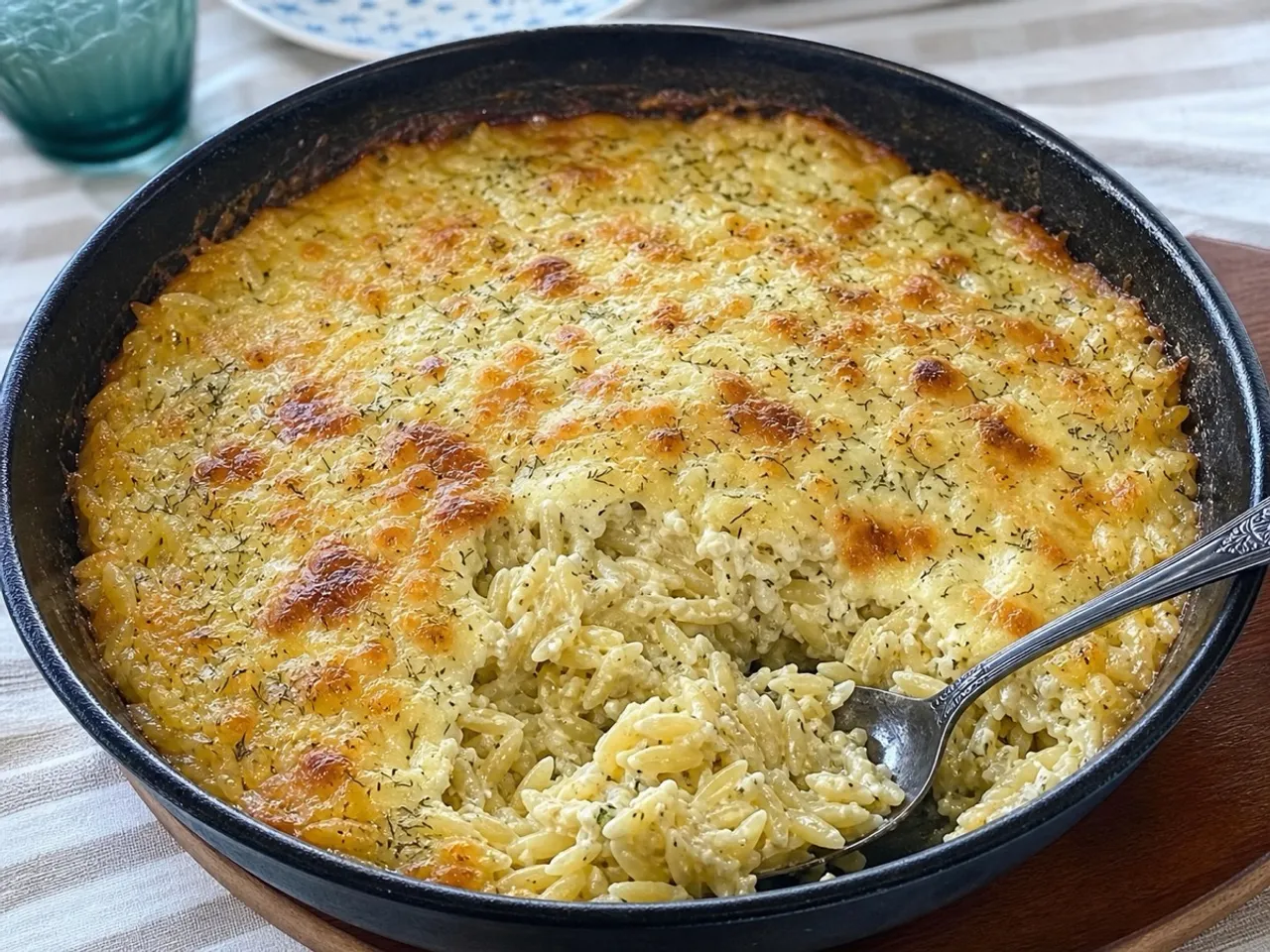 Baked Orzo and Greek Cheese — served