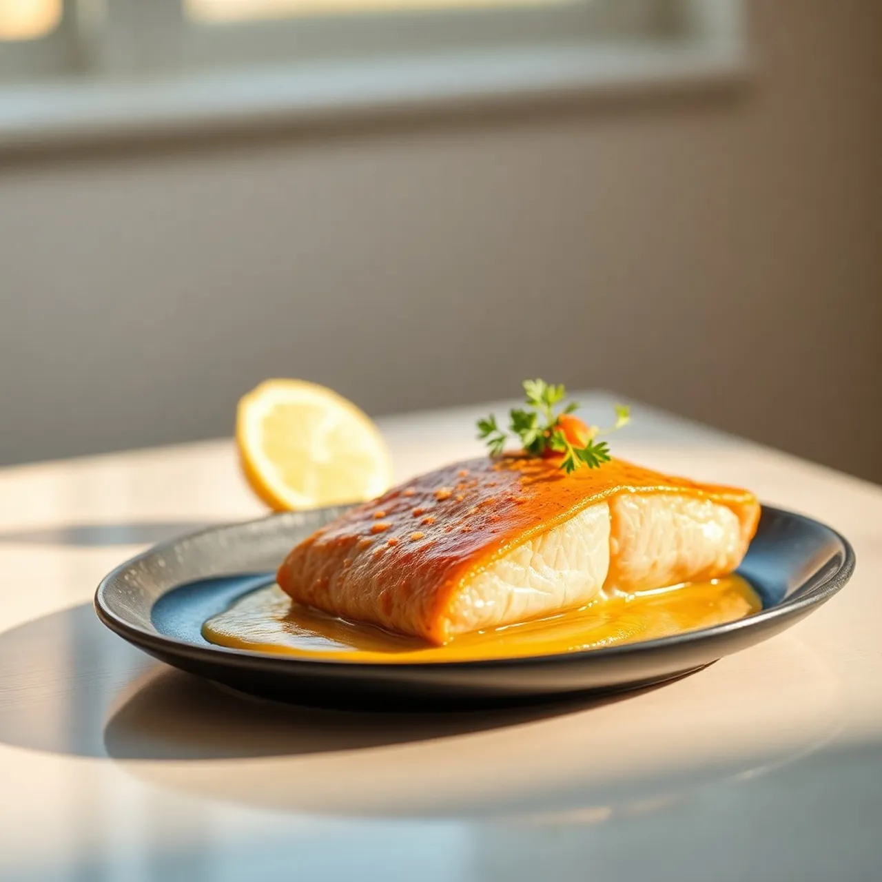 Baked Salmon Fillet With Mustard Sauce — Seafood recipe