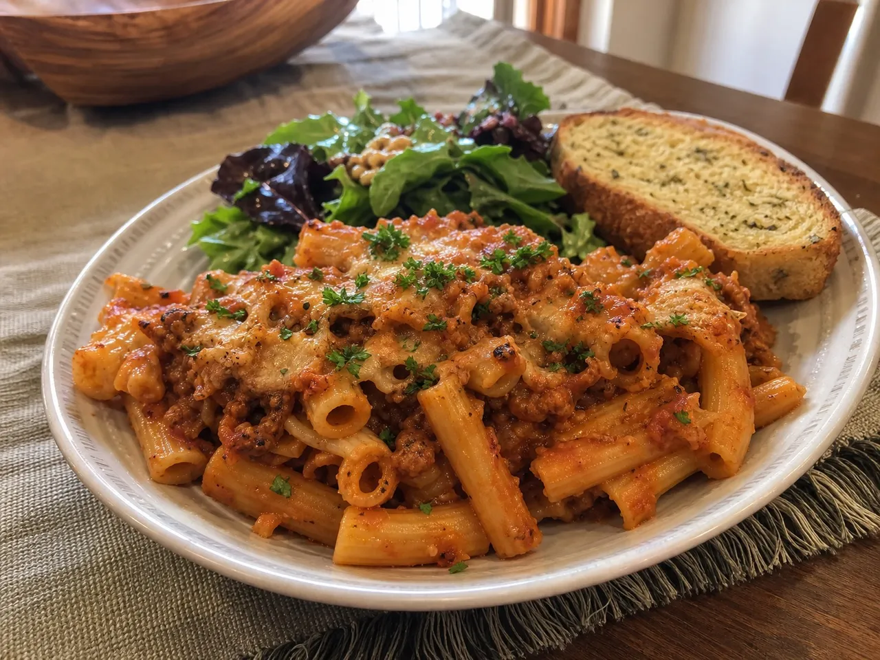 Baked Ziti — served
