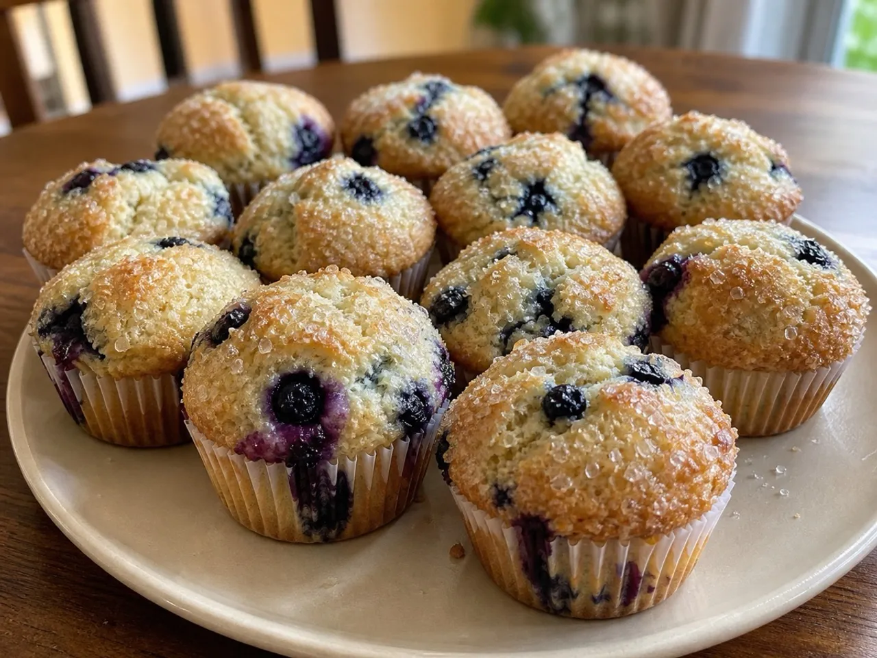 Bakery-Style Blueberry Muffins — served