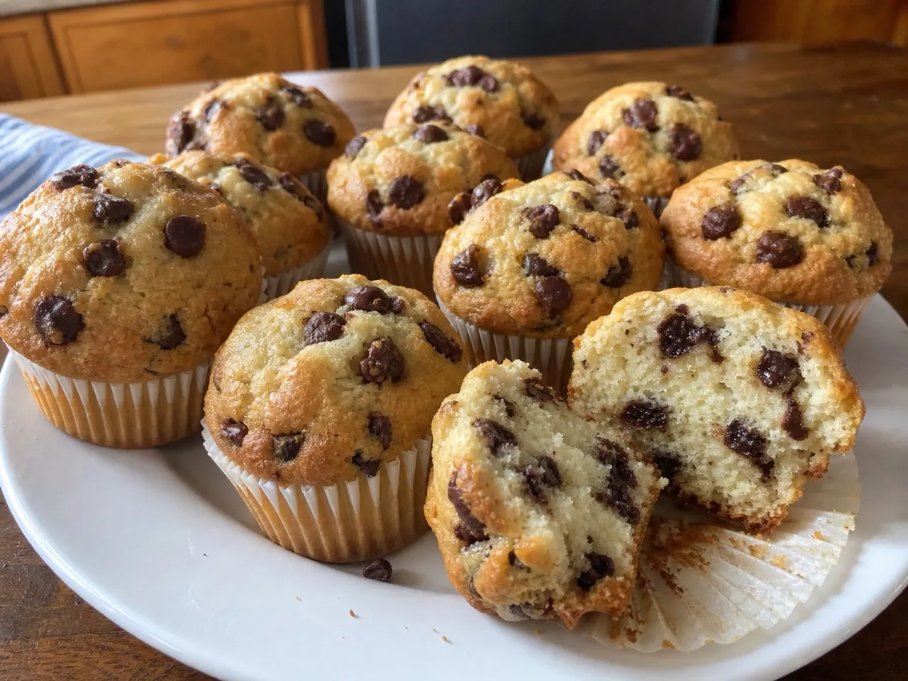 Bakery-Style Chocolate Chip Muffins — served