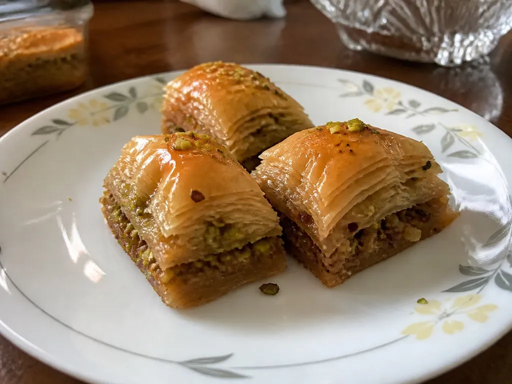 Baklava — plated and served