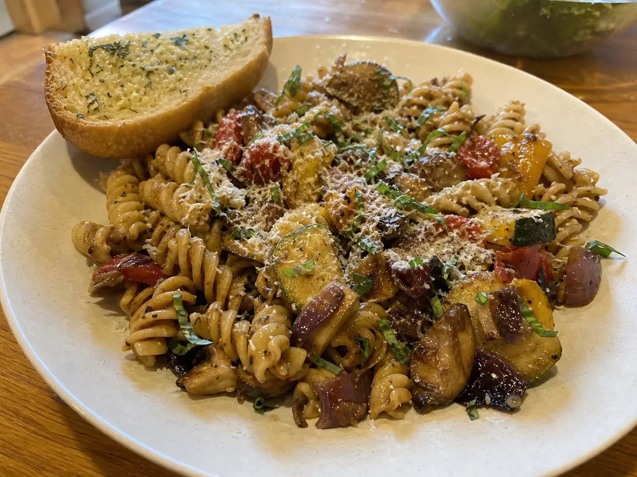Balsamic Roasted Vegetable Pasta — served