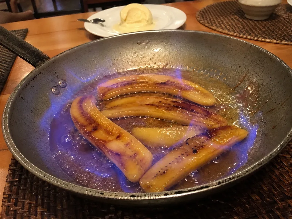 Bananas Flambe — plated and served