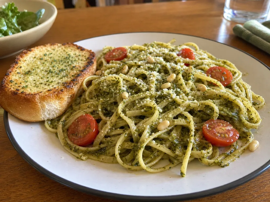 Basil Pesto — plated and served