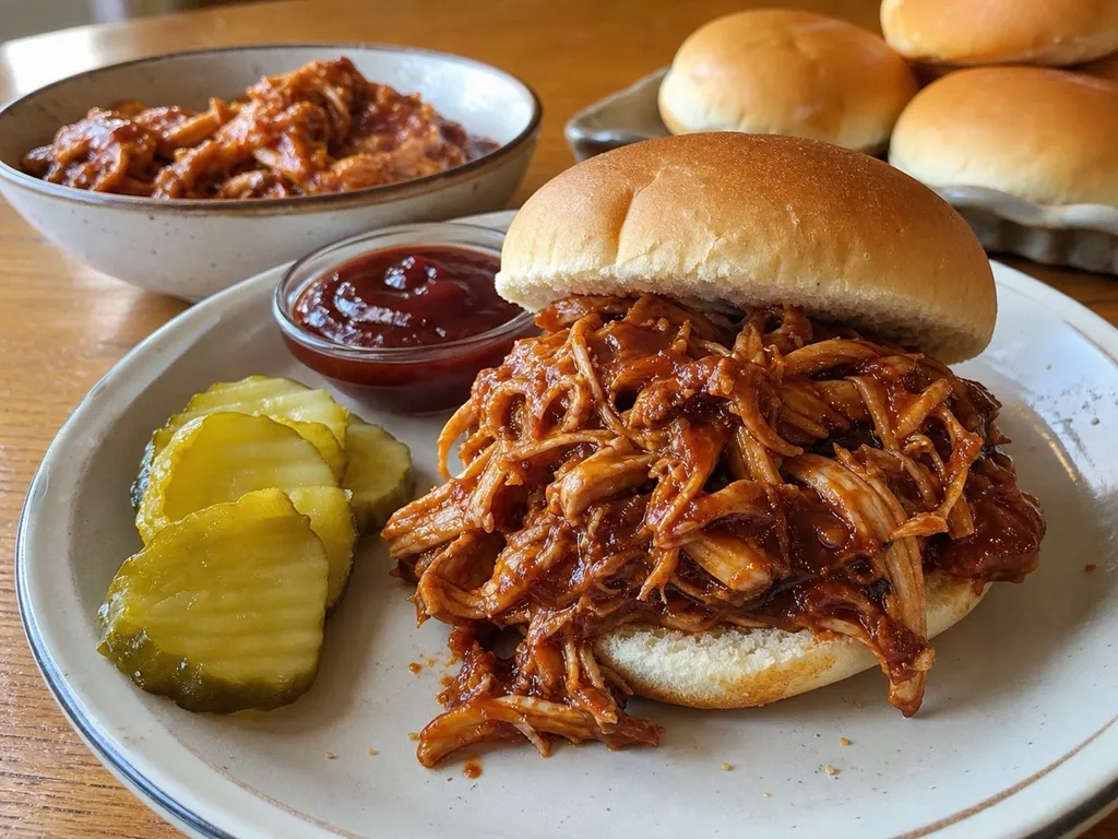 BBQ Pulled Chicken — plated and served