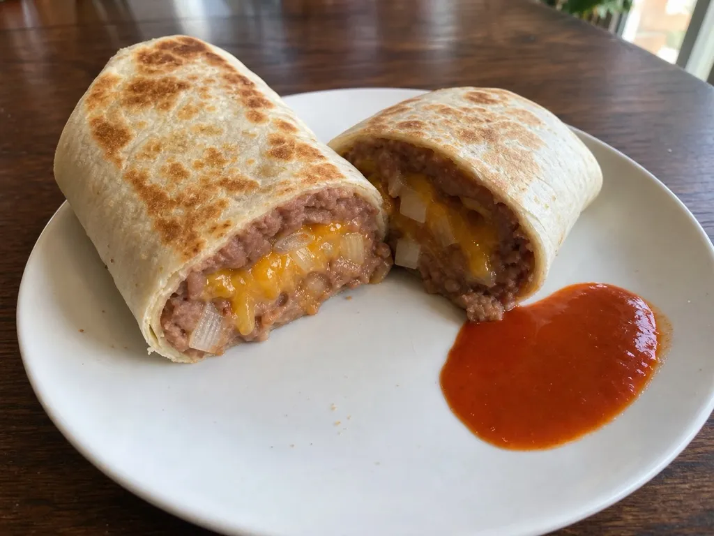 Bean and Cheese Burrito — plated and served