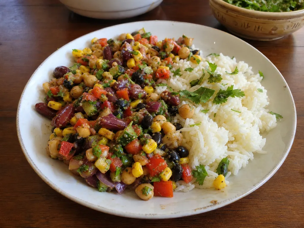 Bean and Corn Salad — plated and served