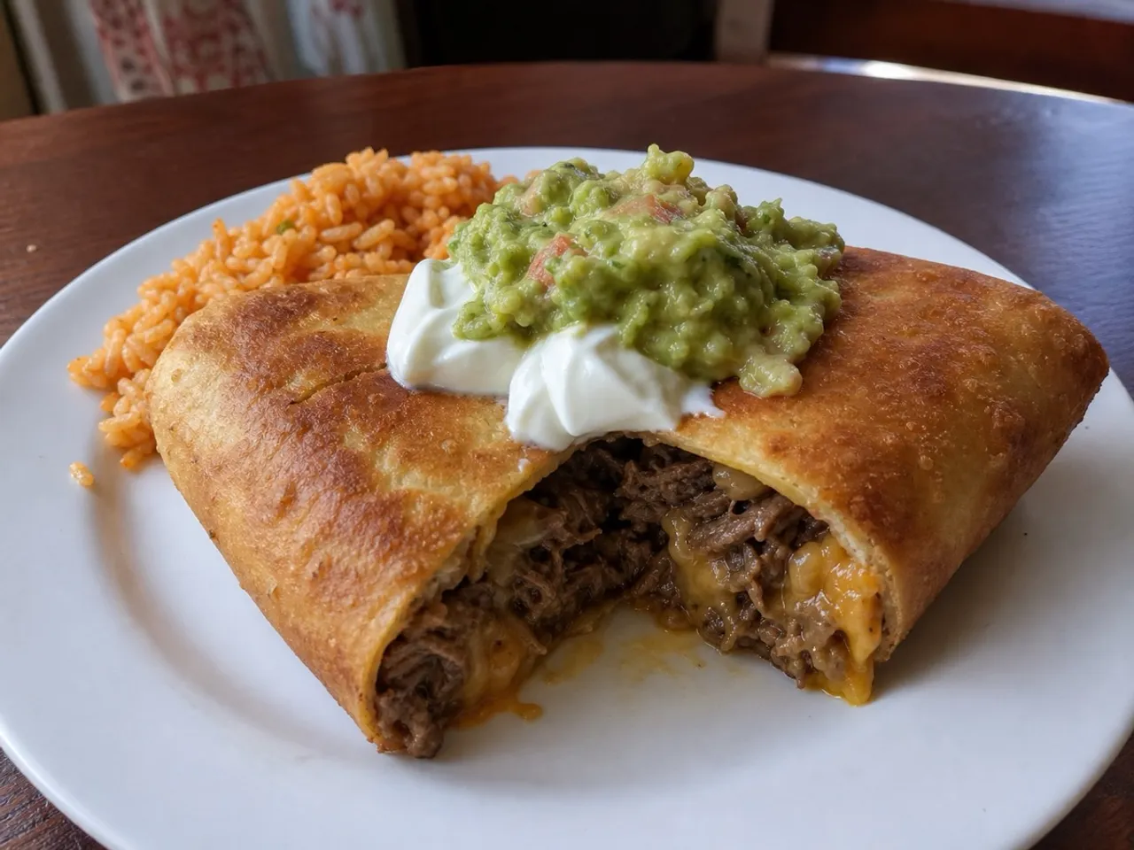Beef Chimichanga — served