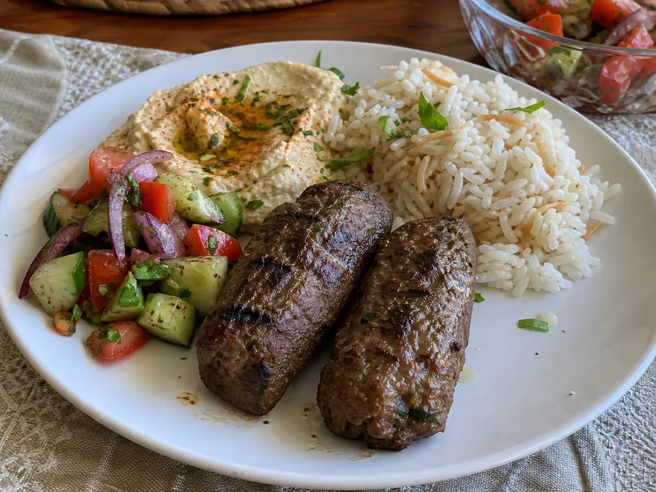 Beef Kofta Kebabs — served