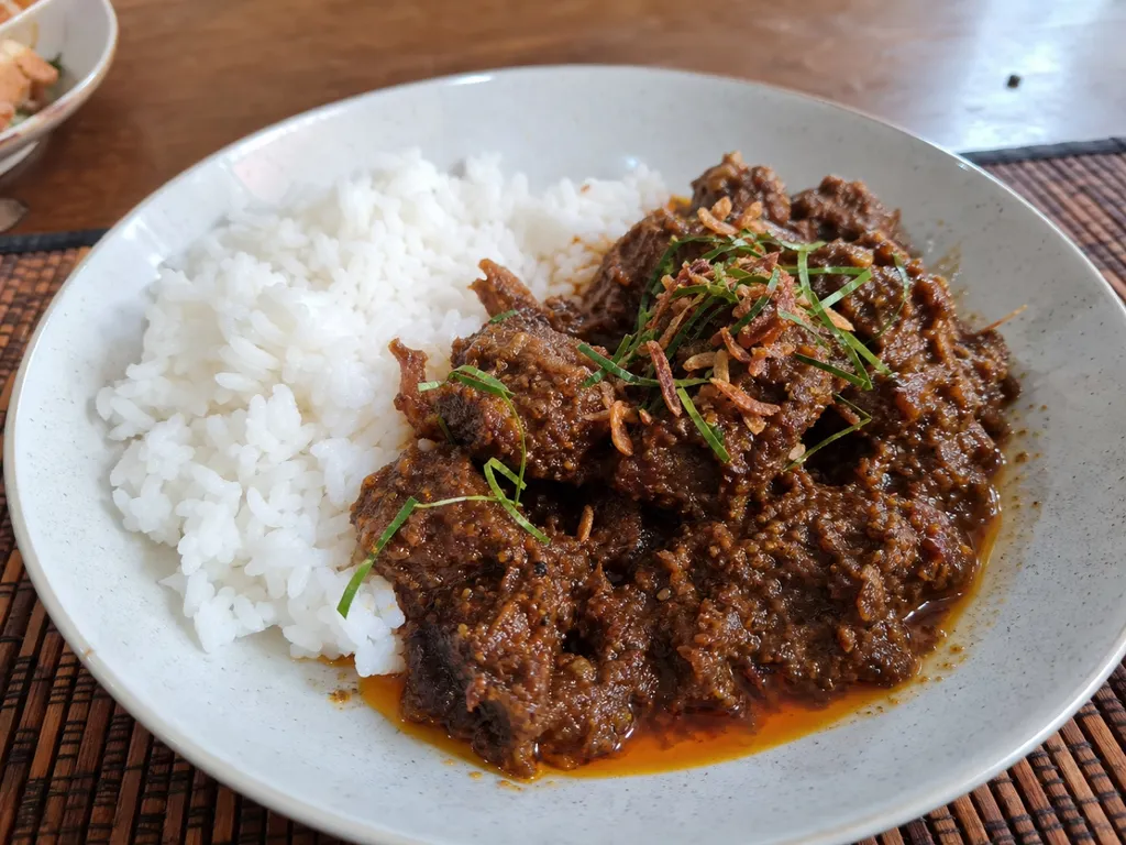Beef Rendang — plated and served