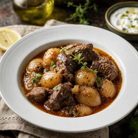 Beef Stifado (Greek Beef and Onion Stew) — Greek recipe