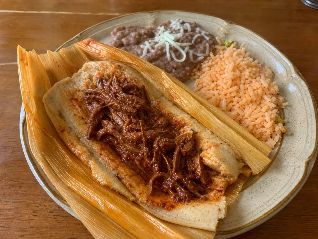 Beef Tamales — plated and served