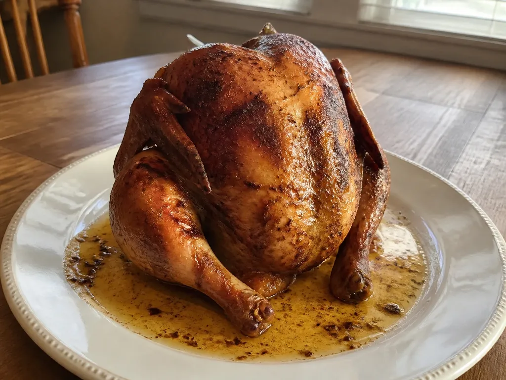 Beer-Can Chicken — plated and served
