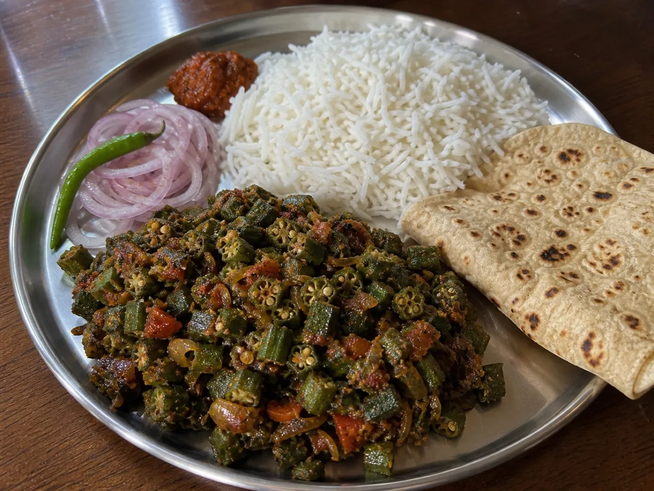 Bhindi Masala — served