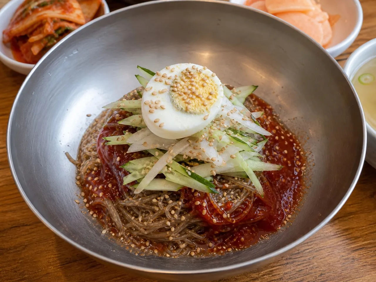 Bibim Naengmyeon (Spicy Cold Noodles) — served