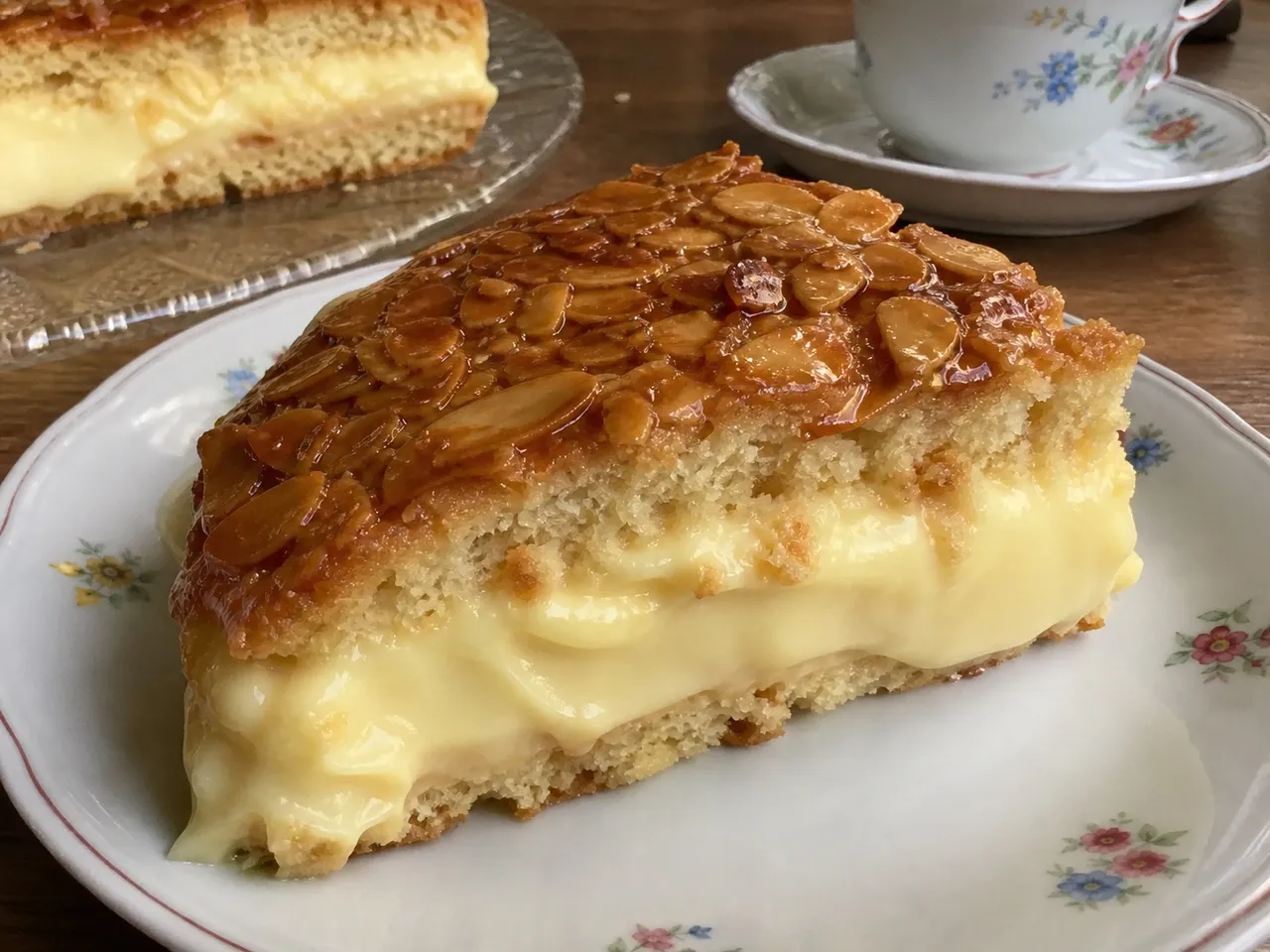 Bienenstich (German Bee Sting Cake) — served