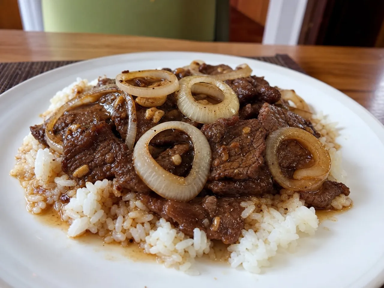 Bistek Tagalog — served