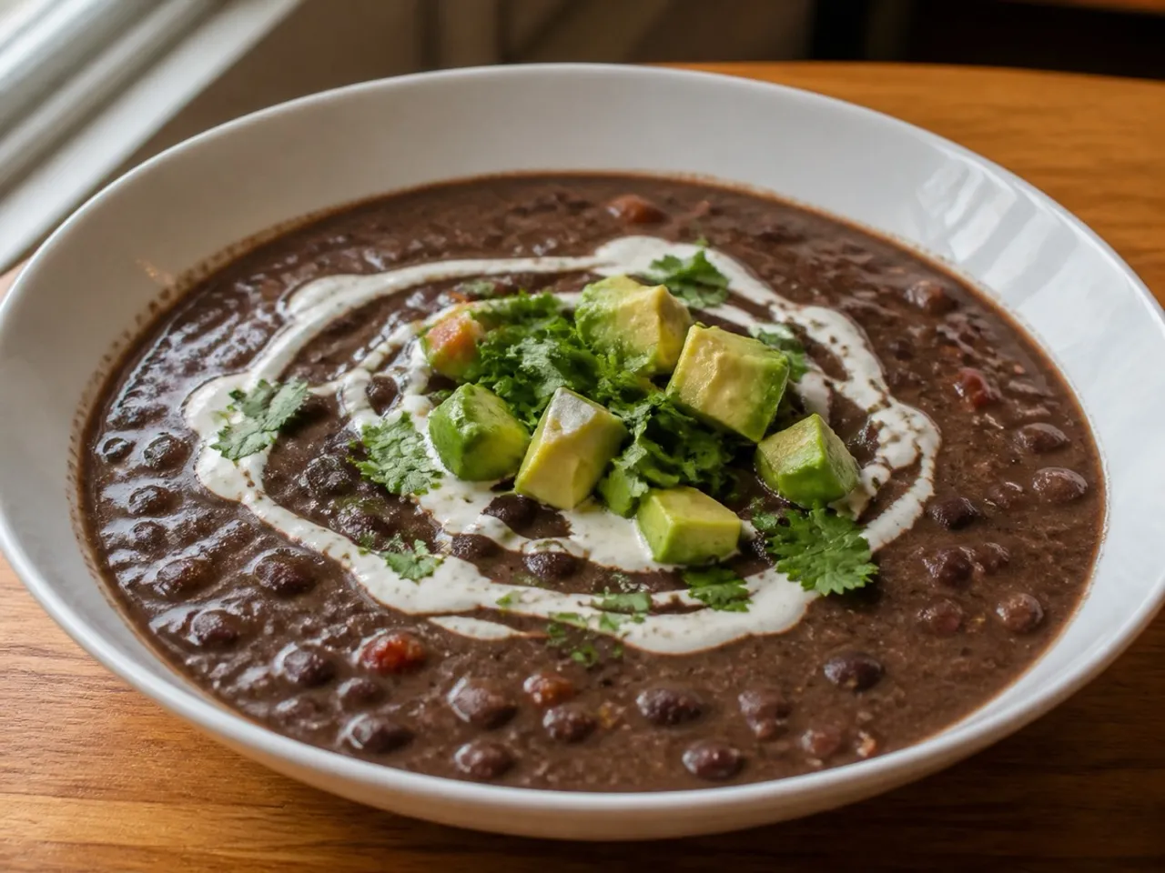 Black Bean Soup — served