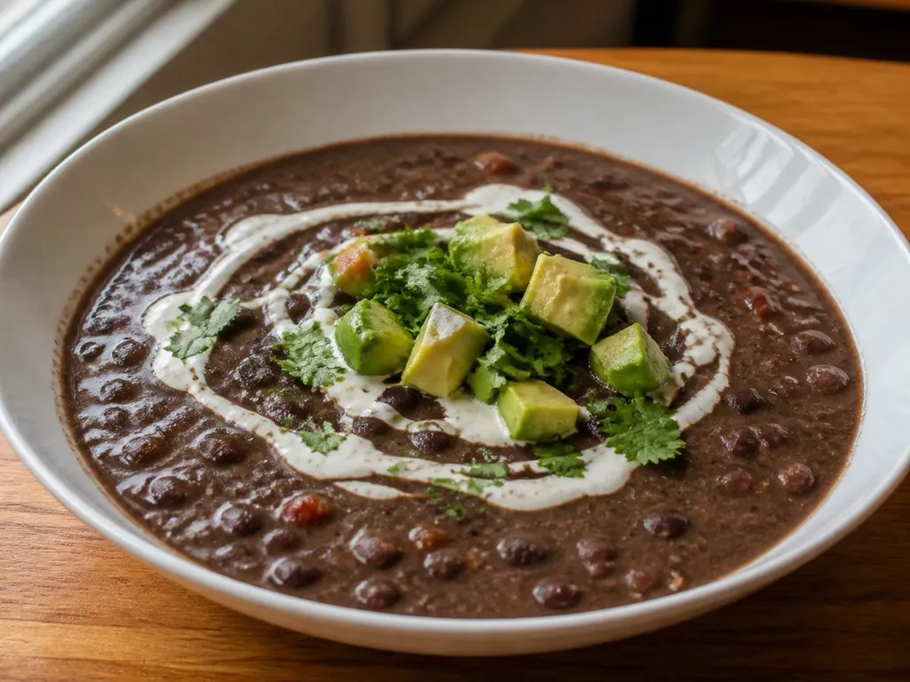 Black Bean Soup — plated and served